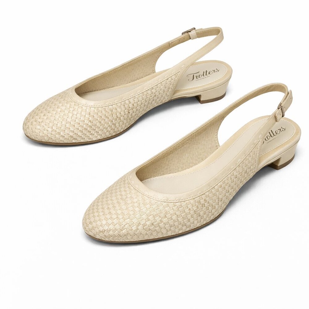 TROTTERS Hand Woven Cream Slingback Shoes 10.5N